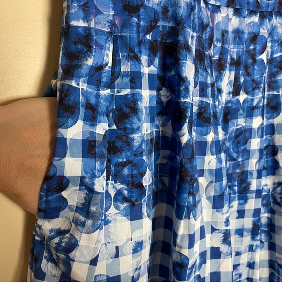 Talbots Dress Size 12 Petite Sleeveless Floral Gingham Fit & Flare Pleated NWT - Picture 8 of 11